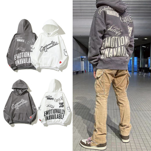 Sudadera con Capucha Retro Graffiti Alfabeto Desgastado Unisex - Image 15