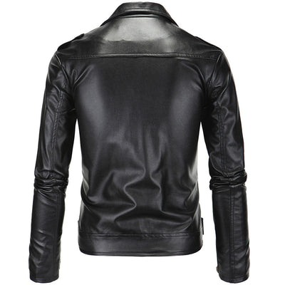 Chaqueta de Cuero Slim con Cremallera Diagonal y Solapa - Image 2