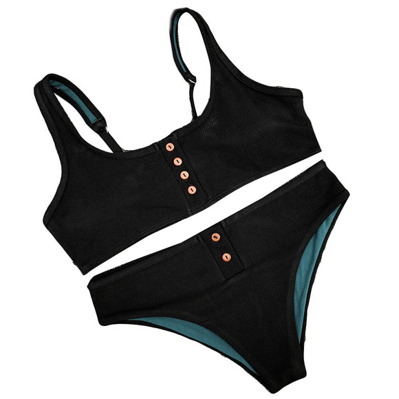 Conjunto de Bikini Sexy para Mujer con Botones y Push-Up