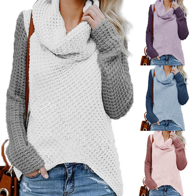 Suéter de cuello alto con patchwork