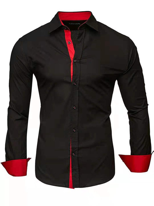 Camisa Casual de Manga Larga con Contraste de Colores para Hombre - Image 6