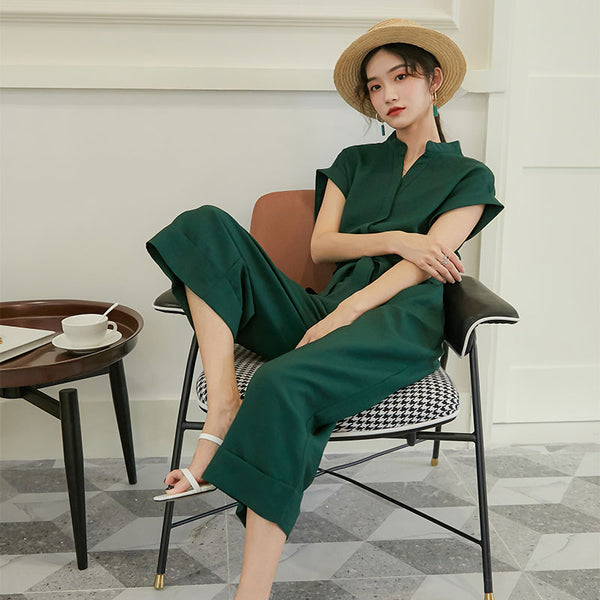 Jumpsuit Ajustado de Cintura Alta y Pantalón Capri para Mujer