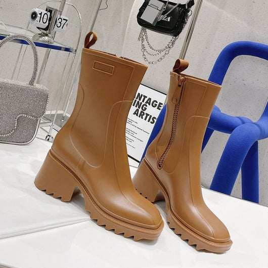 Botas de Lluvia Impermeables con Suela Gruesa y Cremallera Lateral - Image 8