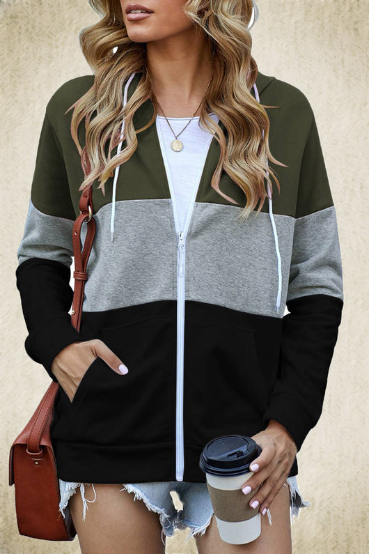 Cardigan Sudadera con Capucha y Contraste de Colores para Mujer - Estilo Europeo Otoño Invierno - Image 11