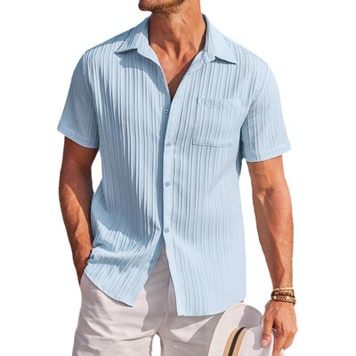Camisa Texturizada de Color Sólido para Hombre - Image 5