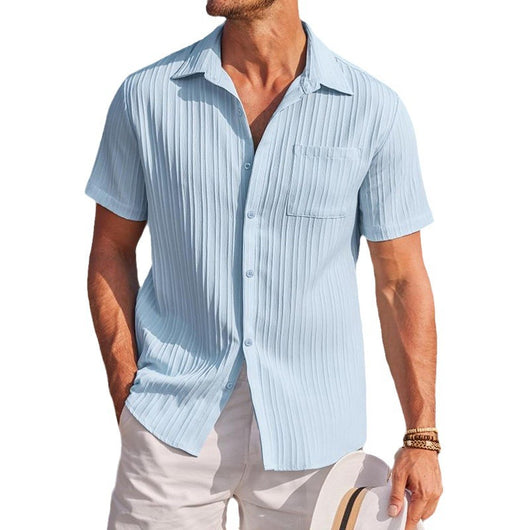Camisa Texturizada de Color Sólido para Hombre - Image 5