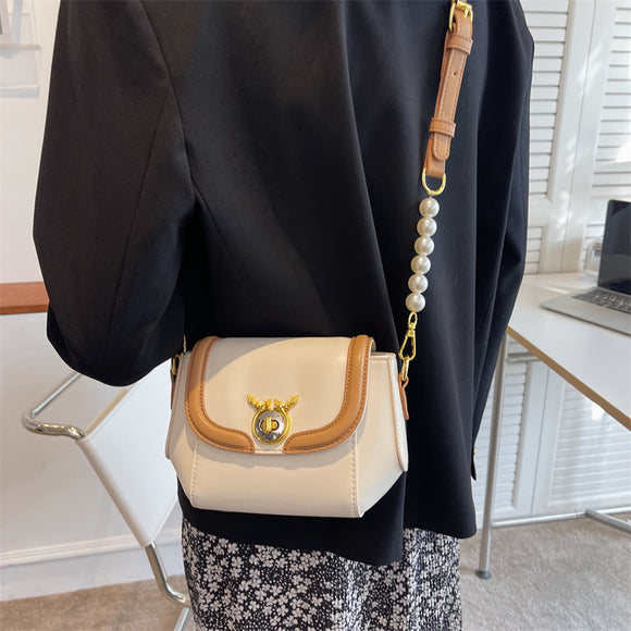 Bolsa Mensajera Pequeña con Textura y Combinación de Colores para Mujer
