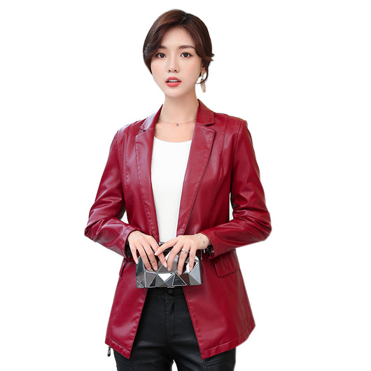 Blazer de Cuero Corto Estilo Coreano para Mujer - Ajuste Slim Elegante - Image 10