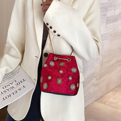 Bolso de Terciopelo Tipo Bucket para Mujer