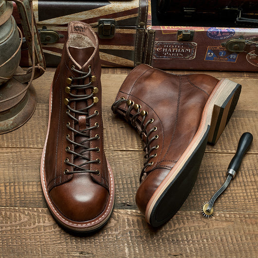 Bota de Trabajo Tipo Militar en Cuero Genuino - Caña Alta para Hombre - Image 2
