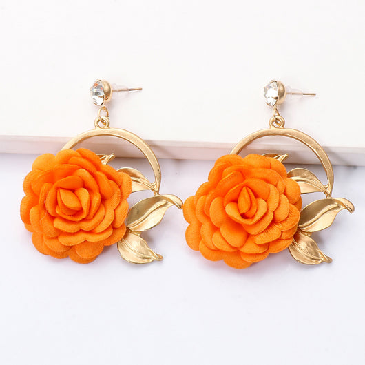 Aretes Colgantes de Tela Floral - Image 23
