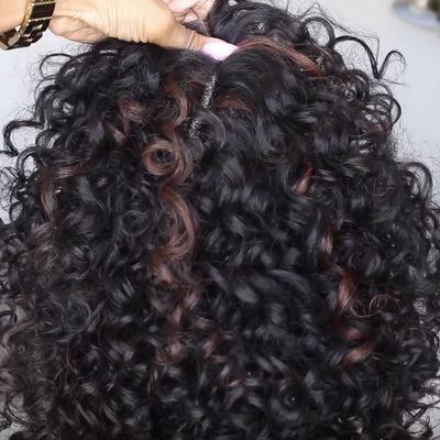 Peluca Rizada Completa Sin Pegamento con Flequillo - Densidad 180 Cabello Remy - Image 7