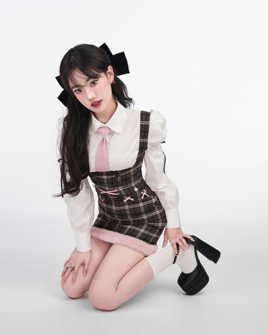 Vestido Cuadros con Mangas Abullonadas Estilo Atrevido - Image 10
