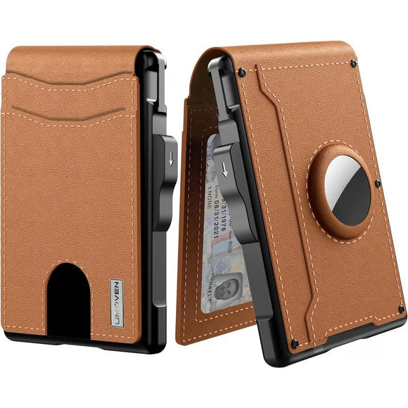 Cartera Hombre Portacédulas Gran Capacidad Fibra Carbono Metal