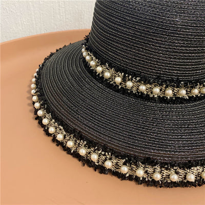 Sombrero Pescador con Alas Amplias y Detalles de Perlas Franjadas - Image 2