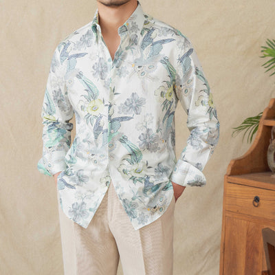 Camisa de Algodón Estampada Manga Larga para Hombre - Image 11