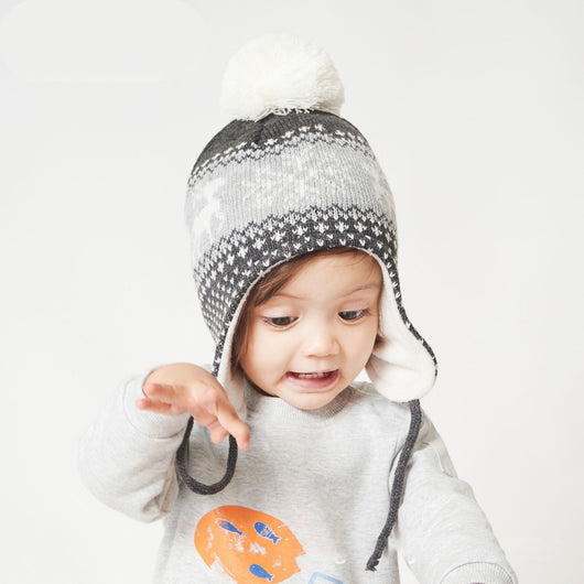 Gorro Infantil Jacquard Venado con Forro de Terciopelo - Gorro de Lana Tejida Cálida - Image 13