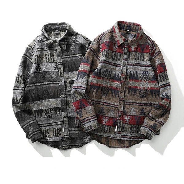 Camisa Retro Étnica de Manga Larga para Otoño e Invierno