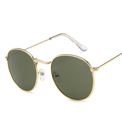 Round frame vintage sunglasses with silver metal frames and dark gray lenses on a white background. - Image 6
