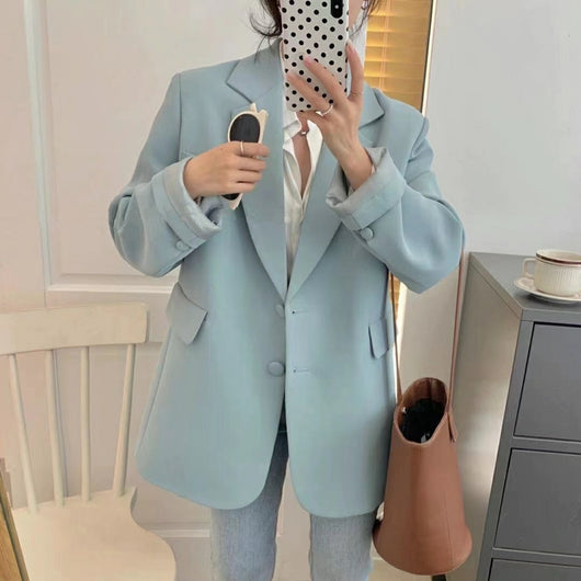 Blazer Holgado Coreano con Hombreras de Moda
