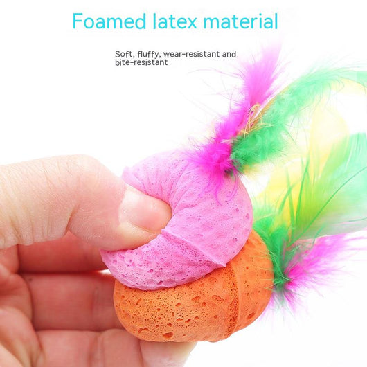 Set of colorful two-tone foam cat toy balls, each 4cm in diameter, in various bright color combinations. - Image 5