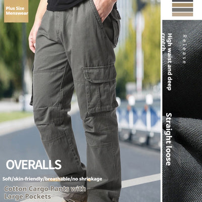 Pantalones Cargo de Algodón Multibosillo para Hombre - Ajuste Holgado y Resistente