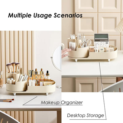 Organizador Giratorio de Maquillaje para Tocador - Gran Capacidad con Soporte para Brochas - Image 5