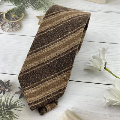 Corbata Escolar Británica de Invierno - Algodón Lino a Rayas Marrón con Cuadros - Image 6