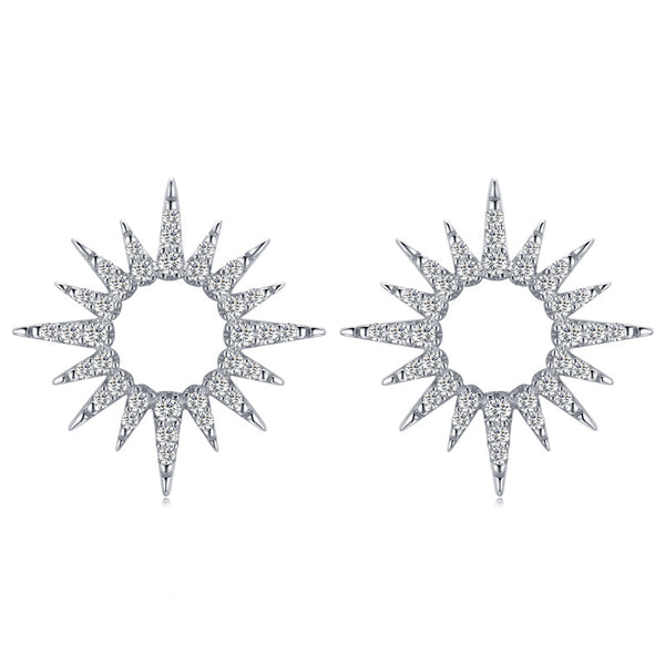 Aretes de Plata 925 Girasol con Diamantes Completos - Image 5
