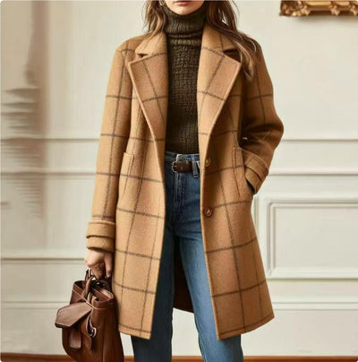 Chaqueta Cuadros Tamaño Grande con Solapa Clásica - Image 10
