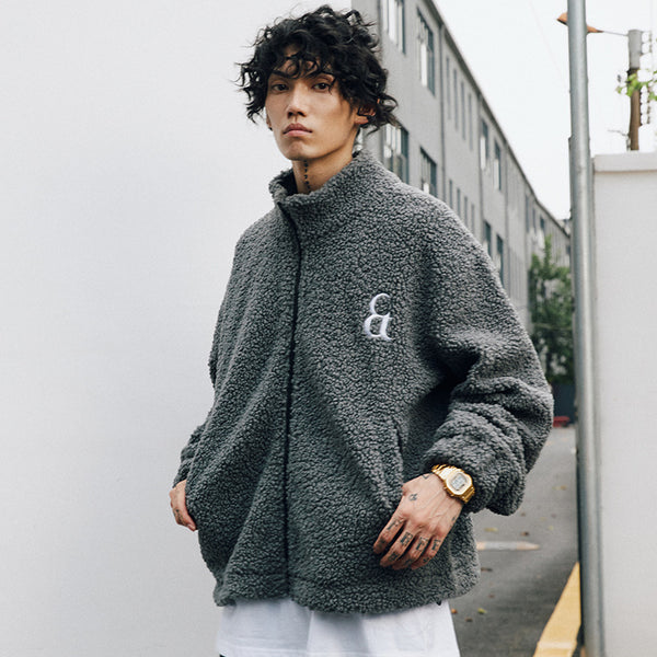Abrigo Retro de Lana de Cordero Grueso para Hombre - Cuello Alto Otoño Invierno