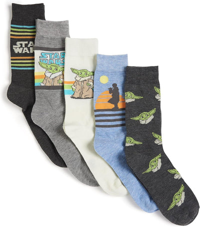 Set de 5 pares de medias para hombre Star Wars – The Mandalorian, estilo crew, talla única, diseño original para fans - Tekeno