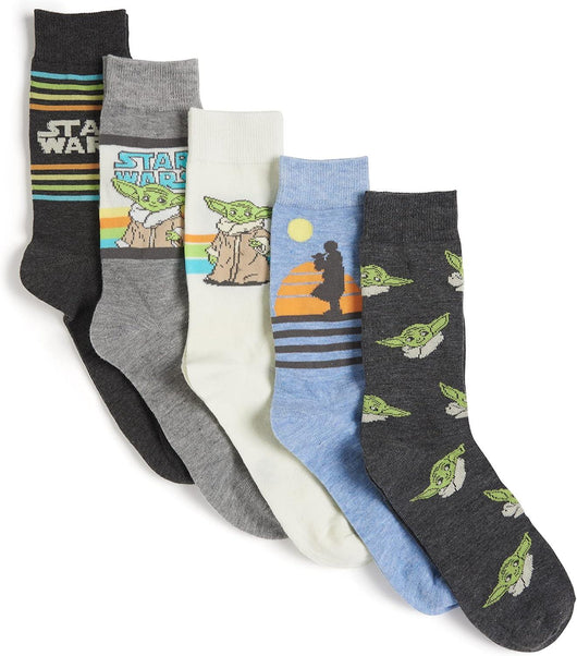 Set de 5 pares de medias para hombre Star Wars – The Mandalorian, estilo crew, talla única, diseño original para fans - Tekeno
