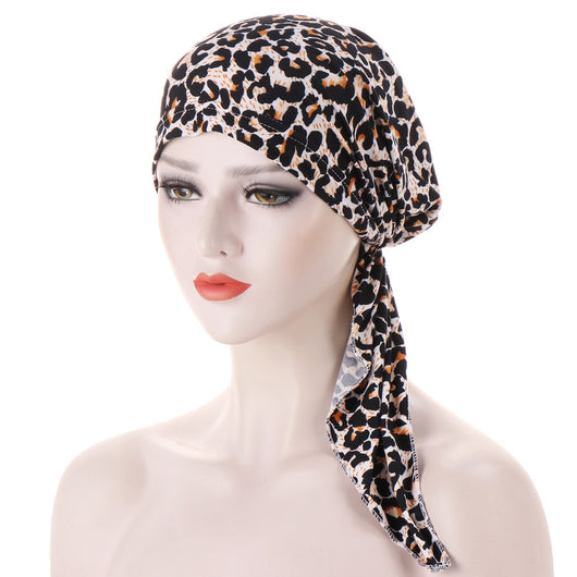 Turbante con Cola Curva y Flores - Gorro Tipo Pullover - Image 21