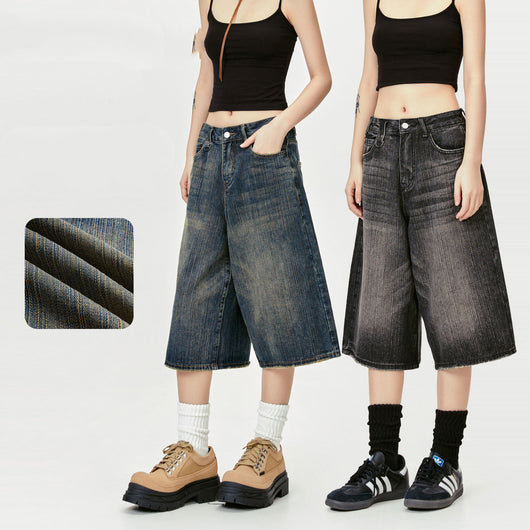 Pantalones Vaqueros Cropped Rectos Efecto Vintage Desgastado - Image 12