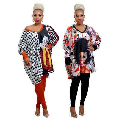 Conjunto Dos Piezas: Blusa Suelta Estampada Escote V y Pantalón Ajustado - Image 4
