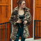 Abrigo de Piel de Leopardo Estilo Europeo y Americano con Solapa