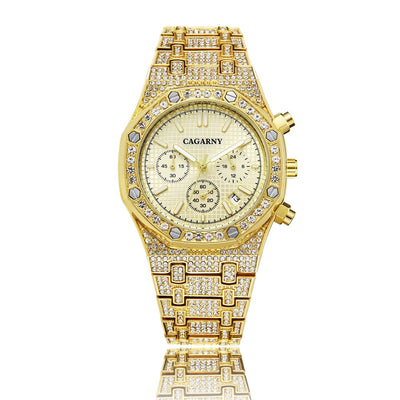 Reloj Empresarial Shang Sports para Hombre con Oro y Diamantes - Image 11