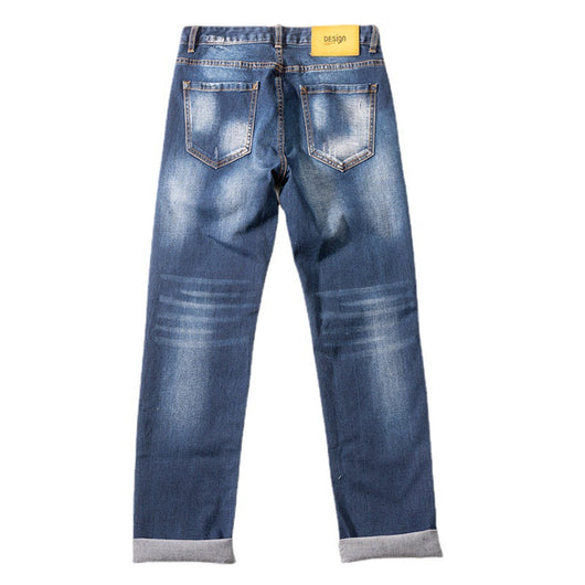 Pantalones Rectos Largos para Hombre con Detalles Deshilachados en Blanco - Image 2