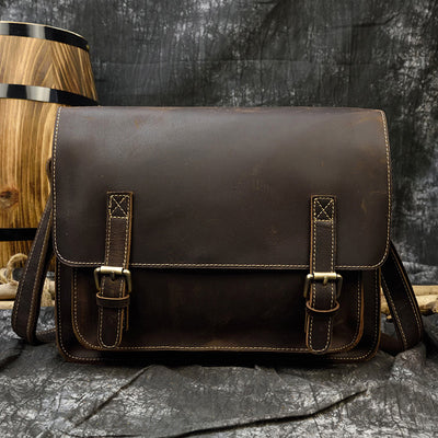 Bolso de Cuero Genuino para Hombre con Bandolera Simple - Image 16