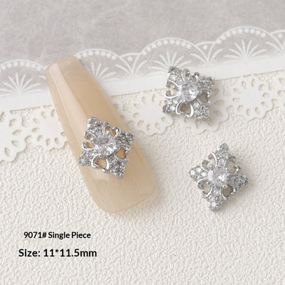 Accesorios de Decoración de Uñas con Moño de Circón Plateado - Image 27