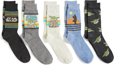 Set de 5 pares de medias para hombre Star Wars – The Mandalorian, estilo crew, talla única, diseño original para fans - Tekeno