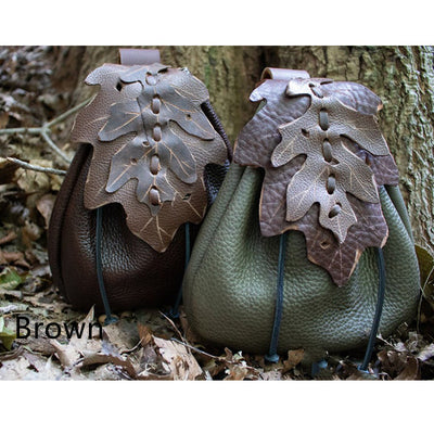 Bolsa Medieval de Cuero Sintético con Patrón de Hojas - Image 8