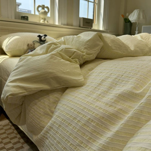 Juego de Cama Acolchado Estilo Coreano a Rayas 4 Piezas - Image 17