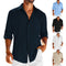 Camisa Polo Casual de Manga Larga con Bolsillo y Cuello Encaje para Hombre