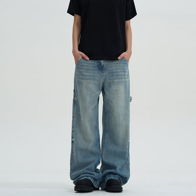 Jeans Lavados Rectos Oversize de Pierna Ancha