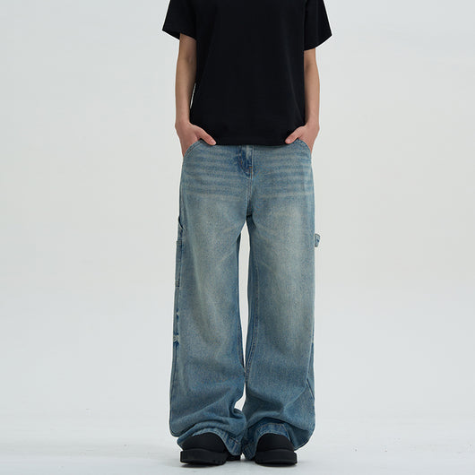 Jeans Lavados Rectos Oversize de Pierna Ancha