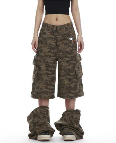 Pantalones Cargo Camuflaje Mujer Pierna Ancha Verano Convertibles - Image 9