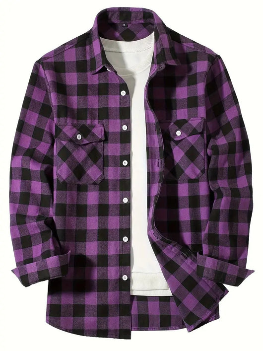Camisa Cuadriculada Holgada de Polar para Hombre - Image 31