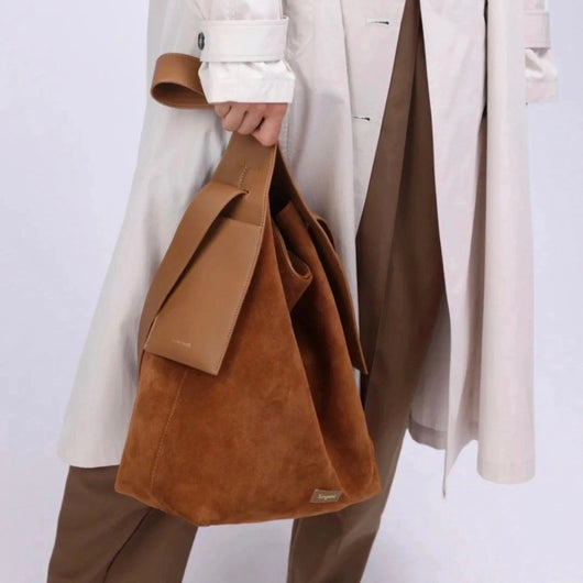 Bolso Tote de Gamuza con Correa Cruzada y Asas para Hombro - Image 11